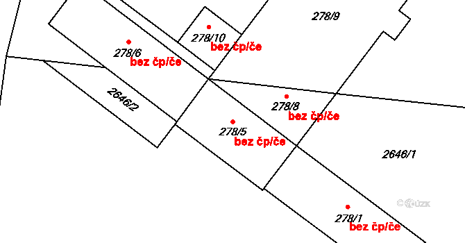 Mrač 43118313 na parcele st. 278/5 v KÚ Mrač, Katastrální mapa