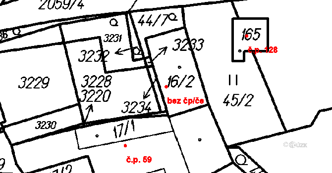 Bolešiny 45161313 na parcele st. 16/2 v KÚ Bolešiny, Katastrální mapa