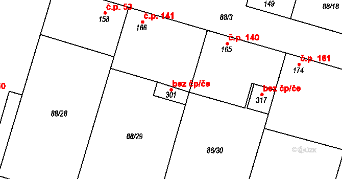 Hospozín 45346313 na parcele st. 301 v KÚ Hospozín, Katastrální mapa