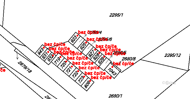 Kamenný Újezd 46926313 na parcele st. 927 v KÚ Kamenný Újezd, Katastrální mapa