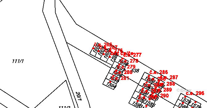 Ostopovice 276 na parcele st. 1600 v KÚ Ostopovice, Katastrální mapa