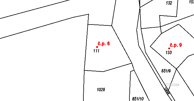 Dachov 6, Miřetice na parcele st. 111 v KÚ Miřetice u Nasavrk, Katastrální mapa