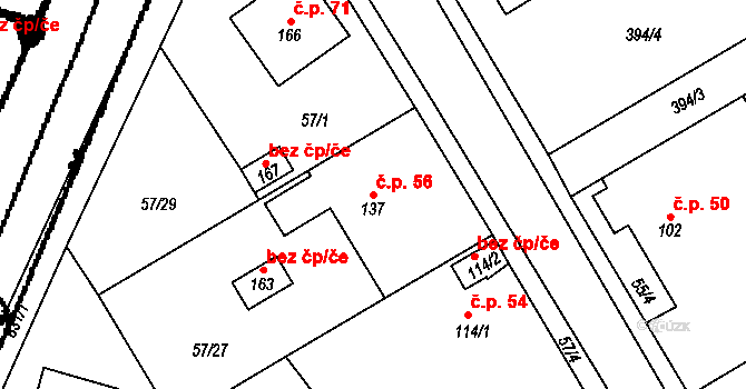 Ochoz 56, Nasavrky na parcele st. 137 v KÚ Ochoz u Nasavrk, Katastrální mapa