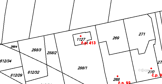 Rynholec 413 na parcele st. 1127 v KÚ Rynholec, Katastrální mapa