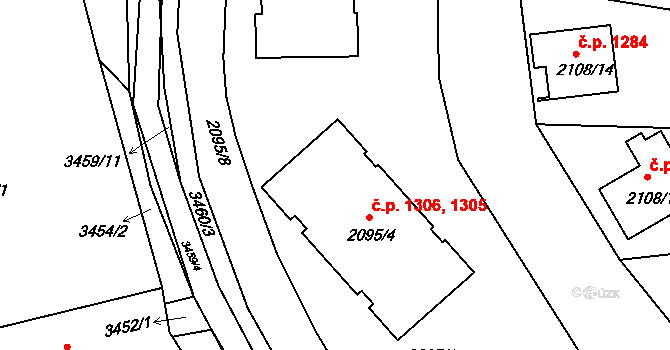 Třešť 1305,1306 na parcele st. 2095/4 v KÚ Třešť, Katastrální mapa