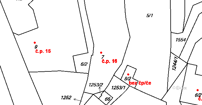 Hodyně 16, Kožlany na parcele st. 7 v KÚ Hodyně u Dřevce, Katastrální mapa