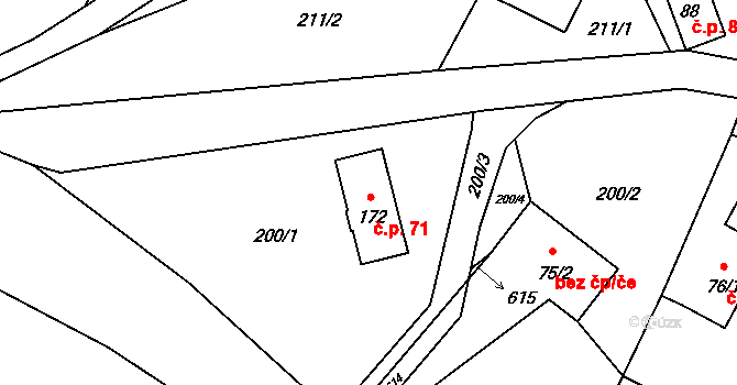 Drnovec 71, Cvikov na parcele st. 172 v KÚ Drnovec, Katastrální mapa