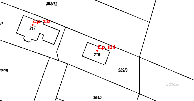 Termesivy 134, Havlíčkův Brod na parcele st. 218 v KÚ Termesivy, Katastrální mapa