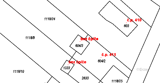 Třinec 93930313 na parcele st. 604/3 v KÚ Konská, Katastrální mapa