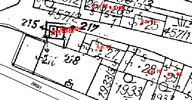 Ctidružice 65 na parcele st. 27 v KÚ Ctidružice, Katastrální mapa