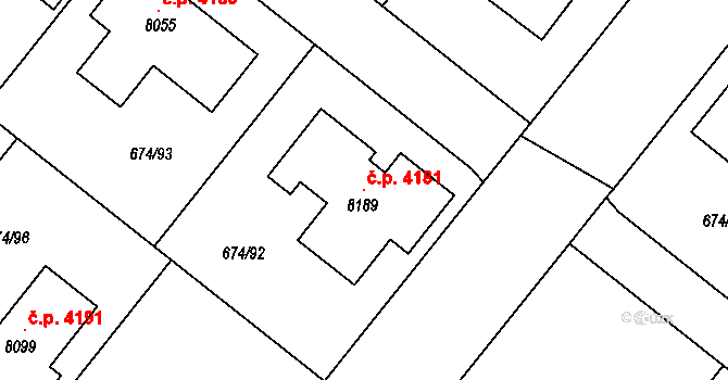Havlíčkův Brod 4181 na parcele st. 8189 v KÚ Havlíčkův Brod, Katastrální mapa