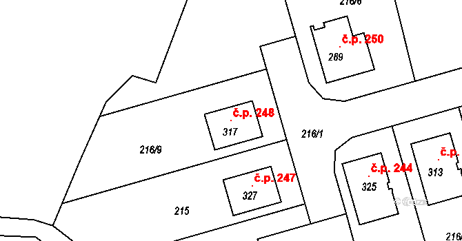 Telce 248, Peruc na parcele st. 317 v KÚ Telce, Katastrální mapa