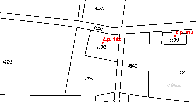 Horní Světlá 112, Mařenice na parcele st. 113/2 v KÚ Horní Světlá pod Luží, Katastrální mapa