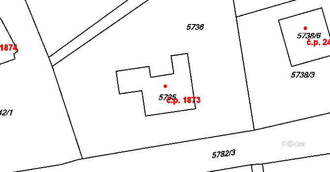 Pod Bezručovým vrchem 1873, Krnov na parcele st. 5735 v KÚ Krnov-Horní Předměstí, Katastrální mapa