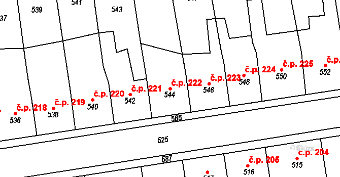 Pod Cvilínem 222, Krnov na parcele st. 544 v KÚ Opavské Předměstí, Katastrální mapa