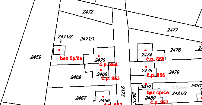 Pod Cvilínem 854, Krnov na parcele st. 2470 v KÚ Opavské Předměstí, Katastrální mapa