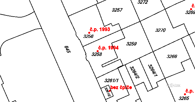 Kladno 1994 na parcele st. 3258 v KÚ Kladno, Katastrální mapa