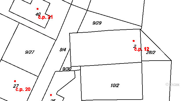 Hostějeves 12, Jarošov nad Nežárkou na parcele st. 2 v KÚ Hostějeves, Katastrální mapa