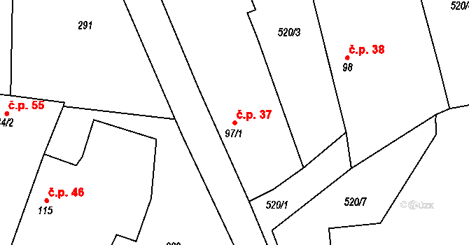 Lučice 37, Chlumec nad Cidlinou na parcele st. 97/1 v KÚ Lučice u Chlumce nad Cidlinou, Katastrální mapa