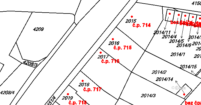 Roudnice nad Labem 716 na parcele st. 2017 v KÚ Roudnice nad Labem, Katastrální mapa