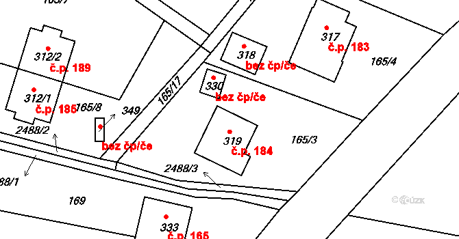 Sklenařice 184, Vysoké nad Jizerou na parcele st. 319 v KÚ Sklenařice, Katastrální mapa