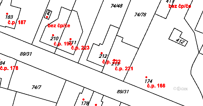 Litol 222, Lysá nad Labem na parcele st. 212 v KÚ Litol, Katastrální mapa