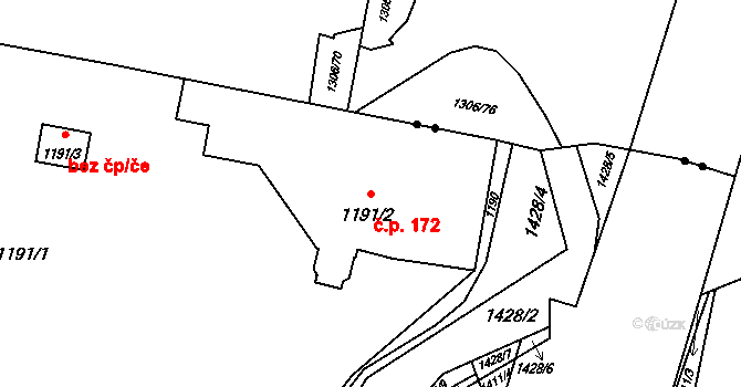 Pudlov 172, Bohumín na parcele st. 1191/2 v KÚ Pudlov, Katastrální mapa