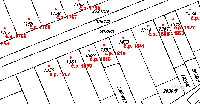 Břeclav 1819 na parcele st. 1353 v KÚ Břeclav, Katastrální mapa