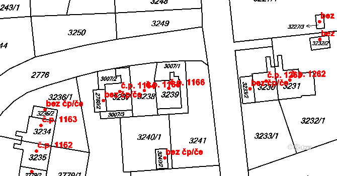 Sokolov 1166 na parcele st. 3239 v KÚ Sokolov, Katastrální mapa