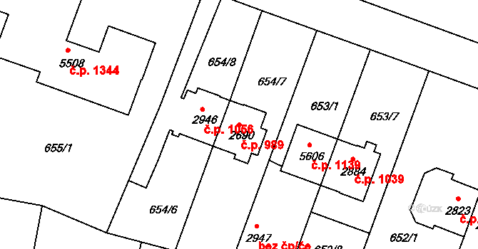 Kolín V 989, Kolín na parcele st. 2690 v KÚ Kolín, Katastrální mapa