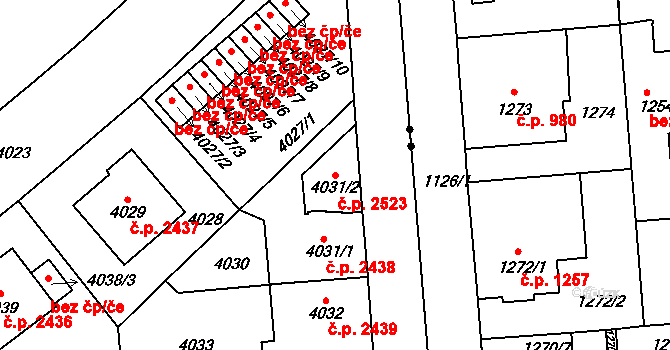 Vinohrady 2523, Praha na parcele st. 4031/2 v KÚ Vinohrady, Katastrální mapa