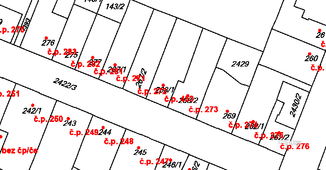 Rosice 453 na parcele st. 268/1 v KÚ Rosice u Brna, Katastrální mapa