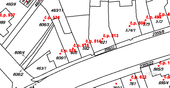 Ústí nad Orlicí 514 na parcele st. 582 v KÚ Ústí nad Orlicí, Katastrální mapa