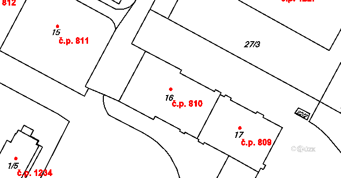 Šumbark 810, Havířov na parcele st. 16 v KÚ Šumbark, Katastrální mapa