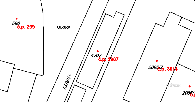 Šumperk 2907 na parcele st. 4707 v KÚ Šumperk, Katastrální mapa