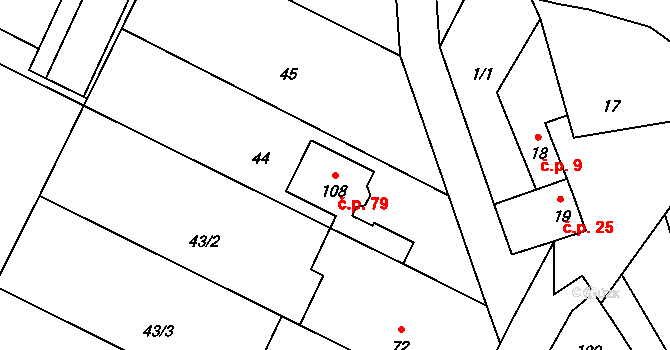 Přerov X-Popovice 79, Přerov na parcele st. 108 v KÚ Popovice u Přerova, Katastrální mapa