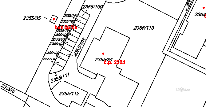 Předměstí 2204, Litoměřice na parcele st. 2355/34 v KÚ Litoměřice, Katastrální mapa