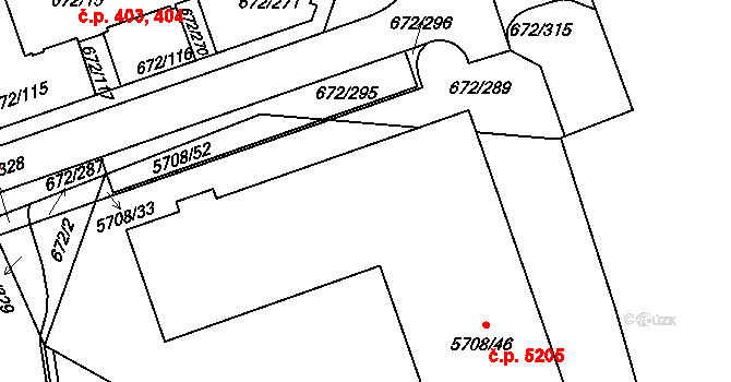 Jihlava 5205 na parcele st. 5708/46 v KÚ Jihlava, Katastrální mapa