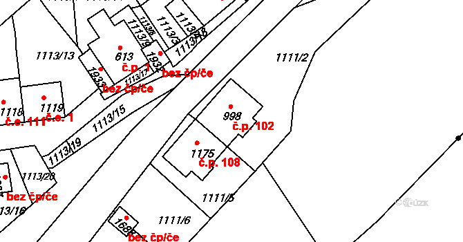 Suchá 102, Jáchymov na parcele st. 998 v KÚ Jáchymov, Katastrální mapa