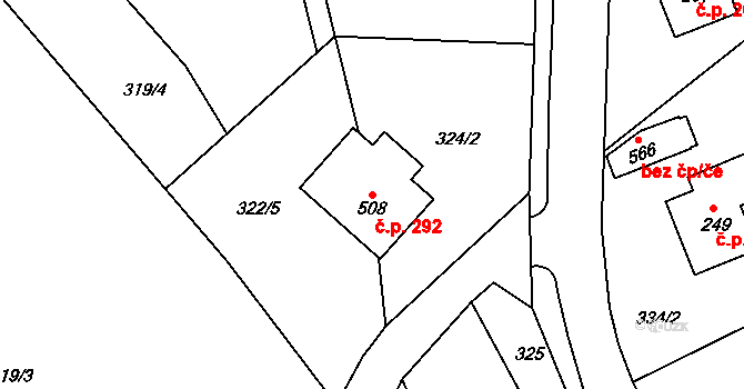Kunčice 292, Letohrad na parcele st. 508 v KÚ Kunčice u Letohradu, Katastrální mapa