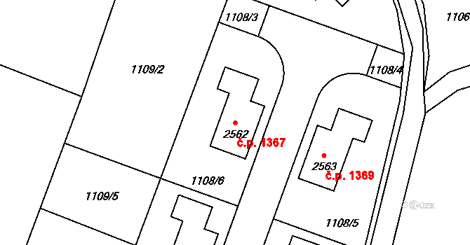 Třebechovice pod Orebem 1367 na parcele st. 2562 v KÚ Třebechovice pod Orebem, Katastrální mapa