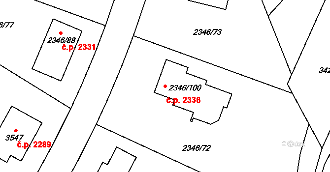 Pelhřimov 2336 na parcele st. 2346/100 v KÚ Pelhřimov, Katastrální mapa