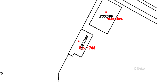 České Budějovice 2 1705, České Budějovice na parcele st. 2061/786 v KÚ České Budějovice 2, Katastrální mapa