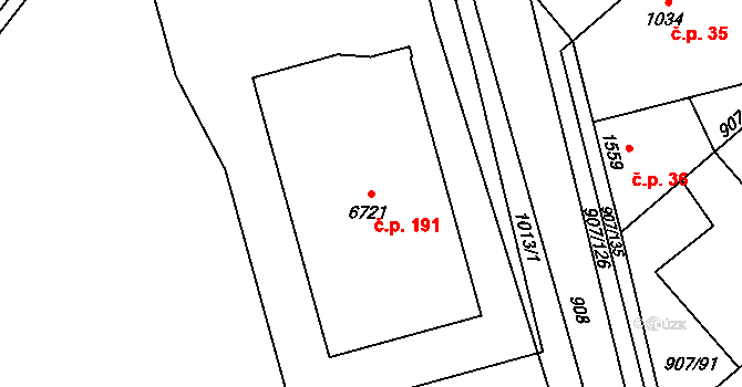 Beroun-Zavadilka 191, Beroun na parcele st. 6721 v KÚ Beroun, Katastrální mapa