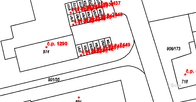 Malenovice 2451, Zlín na parcele st. 975/4 v KÚ Malenovice u Zlína, Katastrální mapa