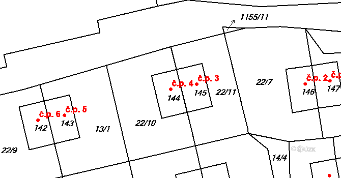 Okrouhlá 4 na parcele st. 144 v KÚ Okrouhlá u Chebu, Katastrální mapa