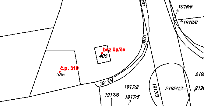 Jiřetín pod Jedlovou 39141314 na parcele st. 408 v KÚ Jiřetín pod Jedlovou, Katastrální mapa