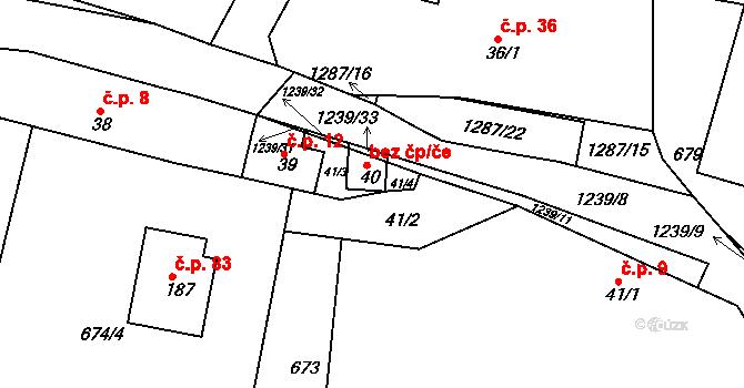 Teplýšovice 39384314 na parcele st. 40 v KÚ Teplýšovice, Katastrální mapa