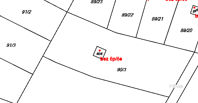 Valašské Meziříčí 41246314 na parcele st. 90/6 v KÚ Brňov, Katastrální mapa