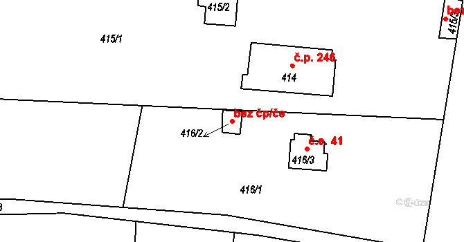 Divišov 42143314 na parcele st. 416/2 v KÚ Divišov u Benešova, Katastrální mapa